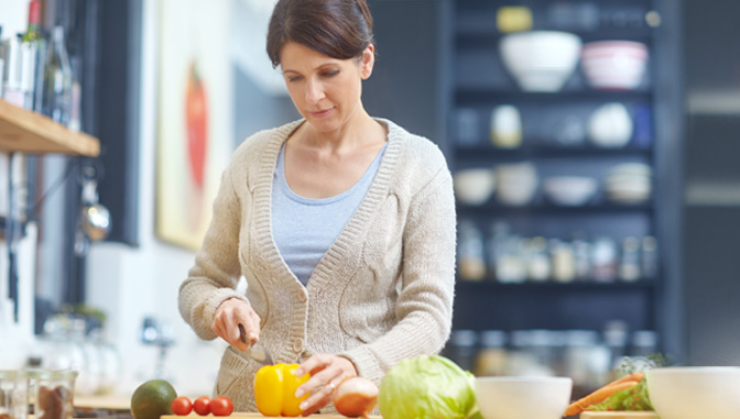 busy mom preparing healthy foods