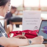 nursing student studying mnemonics on laptop