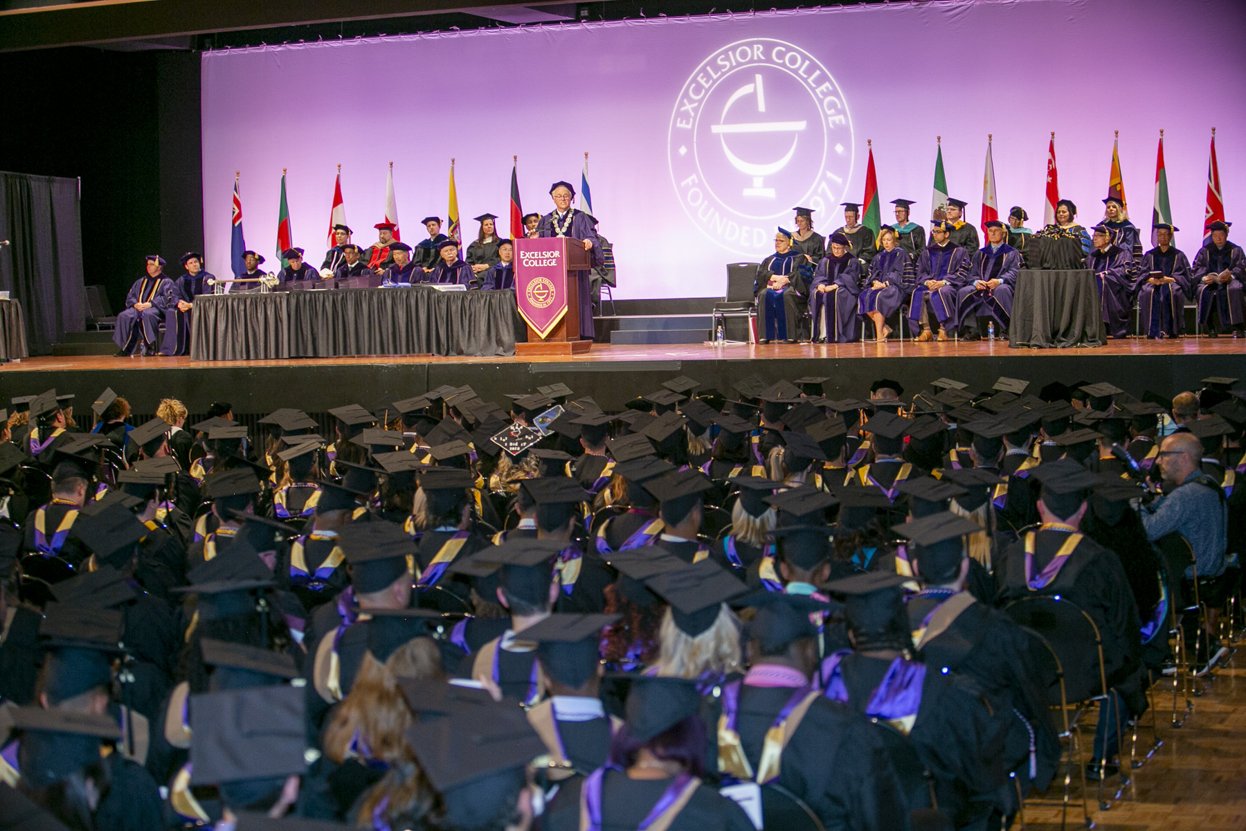 President Baldwin addresses the graduates at Commencement 2018 for Excelsior University