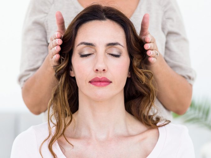 woman using healing with her hands