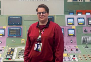 Joanna Lew, nuclear engineering technology degree alum at her workplace, Exelon