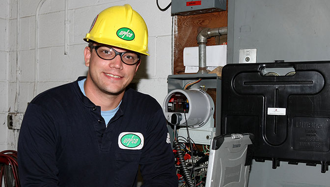 Justin Marier at work at IBEW