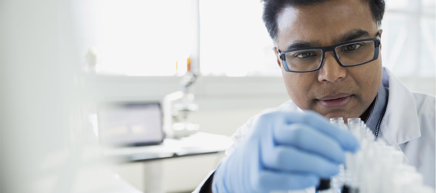 Health sciences researcher working in a laboratory