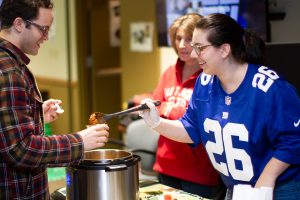 excelsior employees tasting chili 