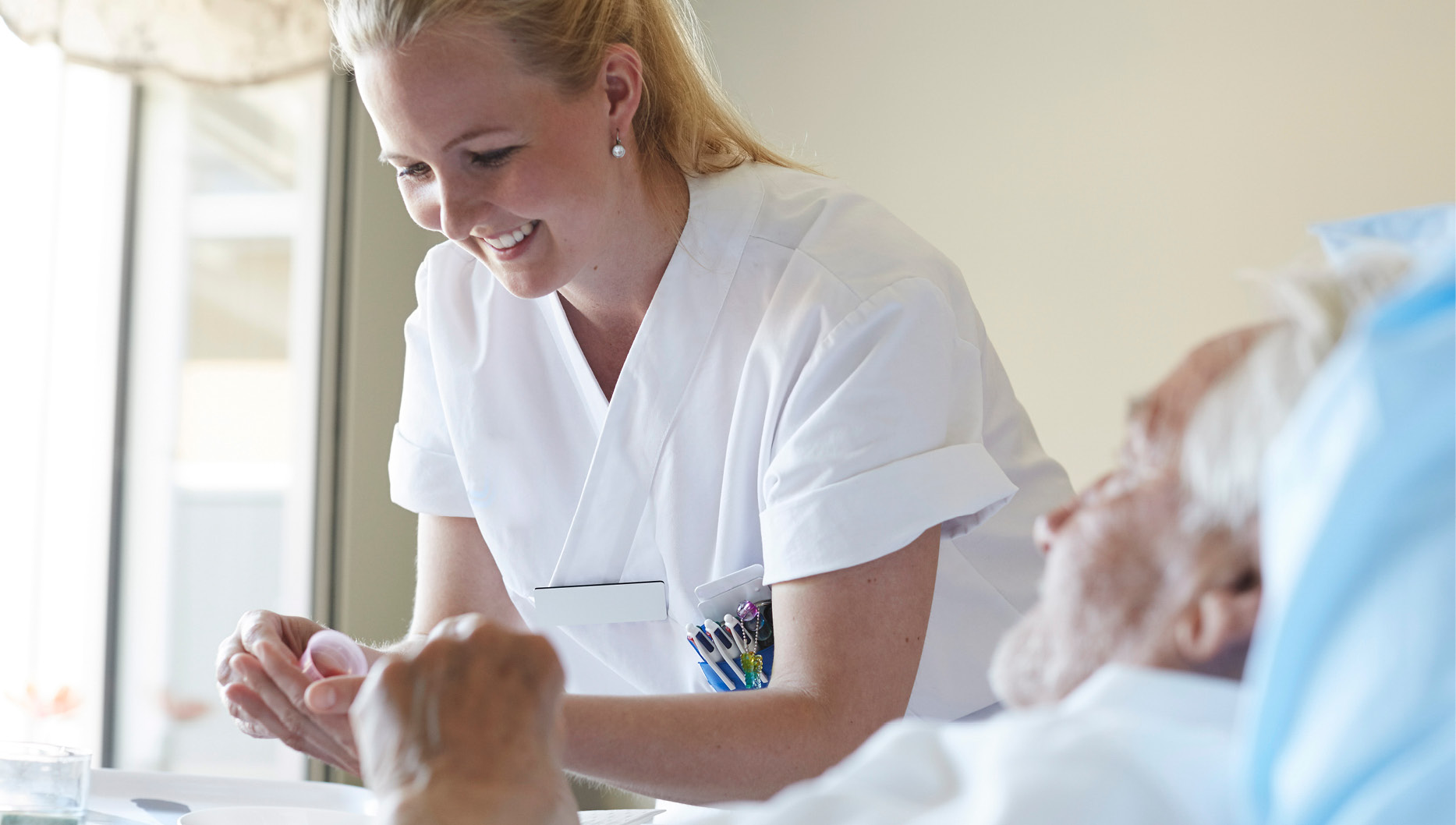 nurse in white scrubs