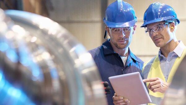 Nuclear power plant engineers on the job