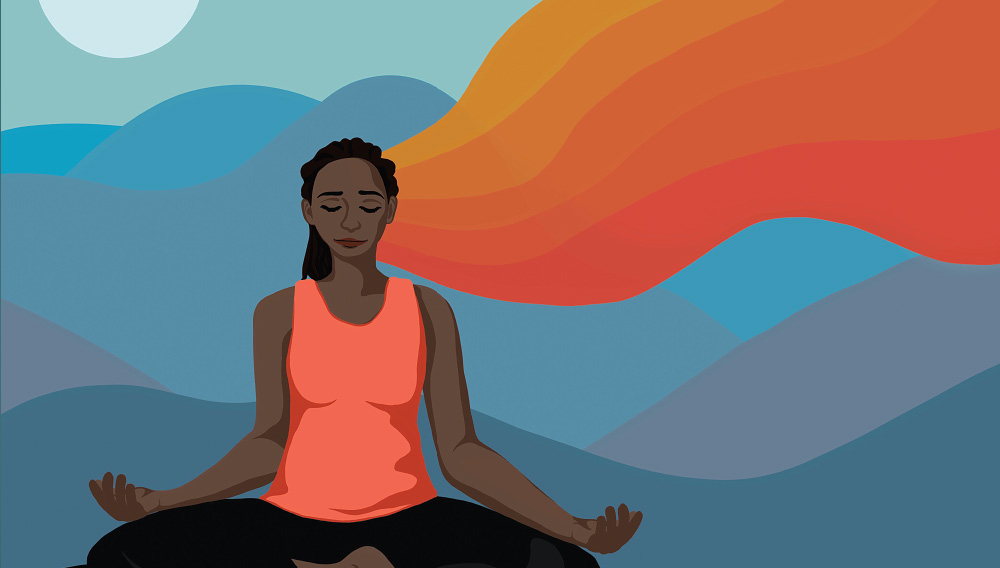 Ilustración de una mujer meditando