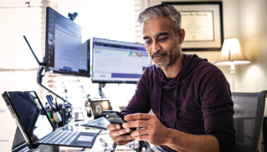 Business leader working at home