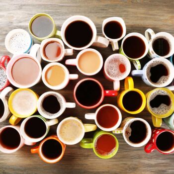 a variety of full coffee cups