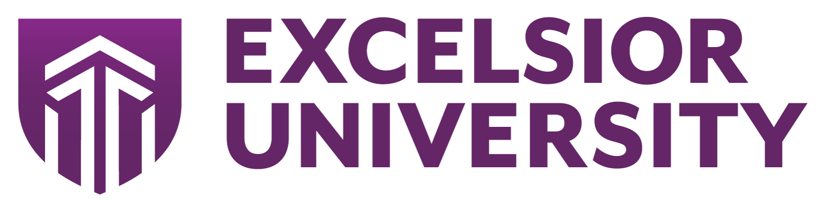 Logotipo de la Universidad de Excelsior en color púrpura