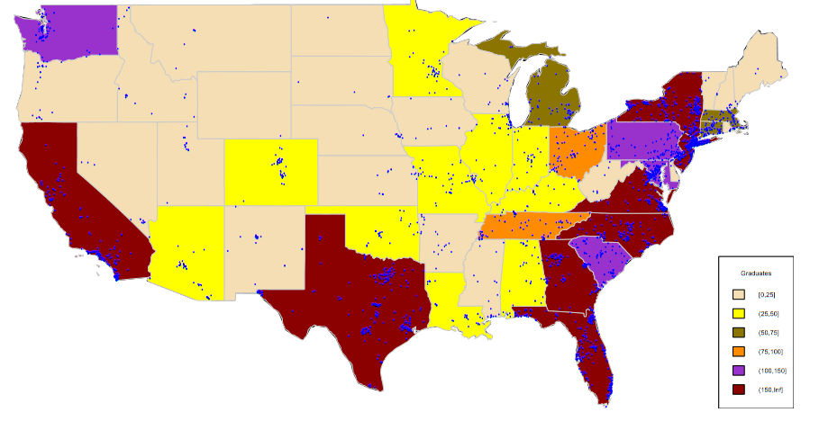 Graduate in US Map