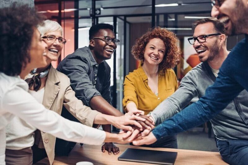Diverse group of happy colleagues
