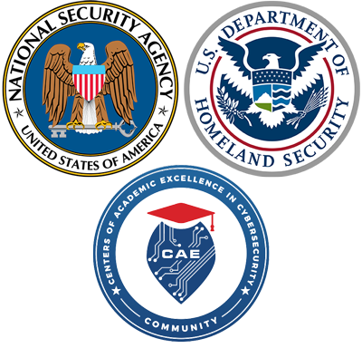 NSA, Homeland Security, and CAE seals