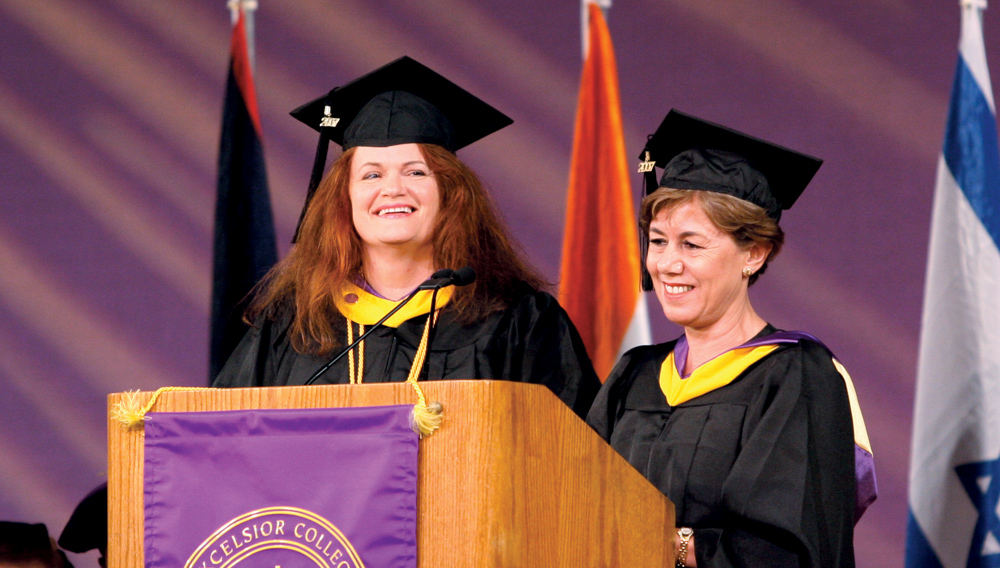 Commencement speakers Ana Maria Tapia de Mitchell and Kate Butler