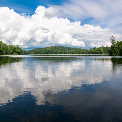 A beautiful Adirondack landscape with a lake and mountains
