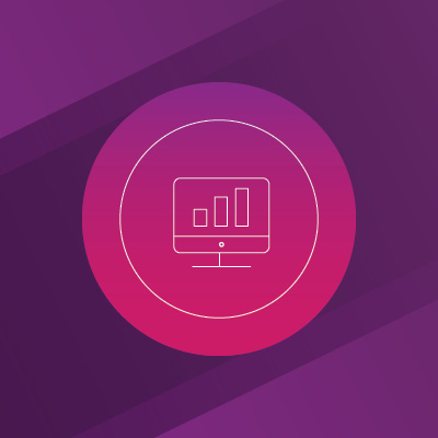 Computer graphic image on purple background.