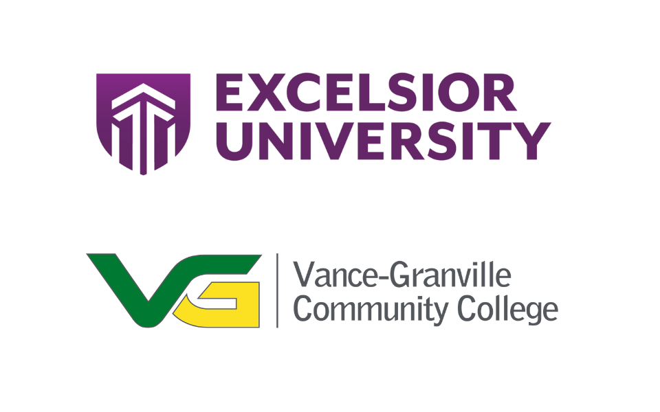 Logos for Excelsior University and Vance-Granville Community College